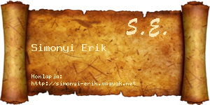 Simonyi Erik névjegykártya